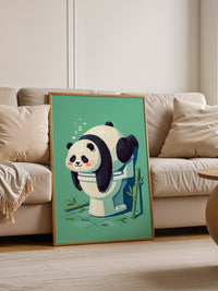 Schlafender Panda Toilettenabenteuer