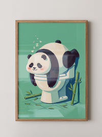 Schlafender Panda Toilettenabenteuer