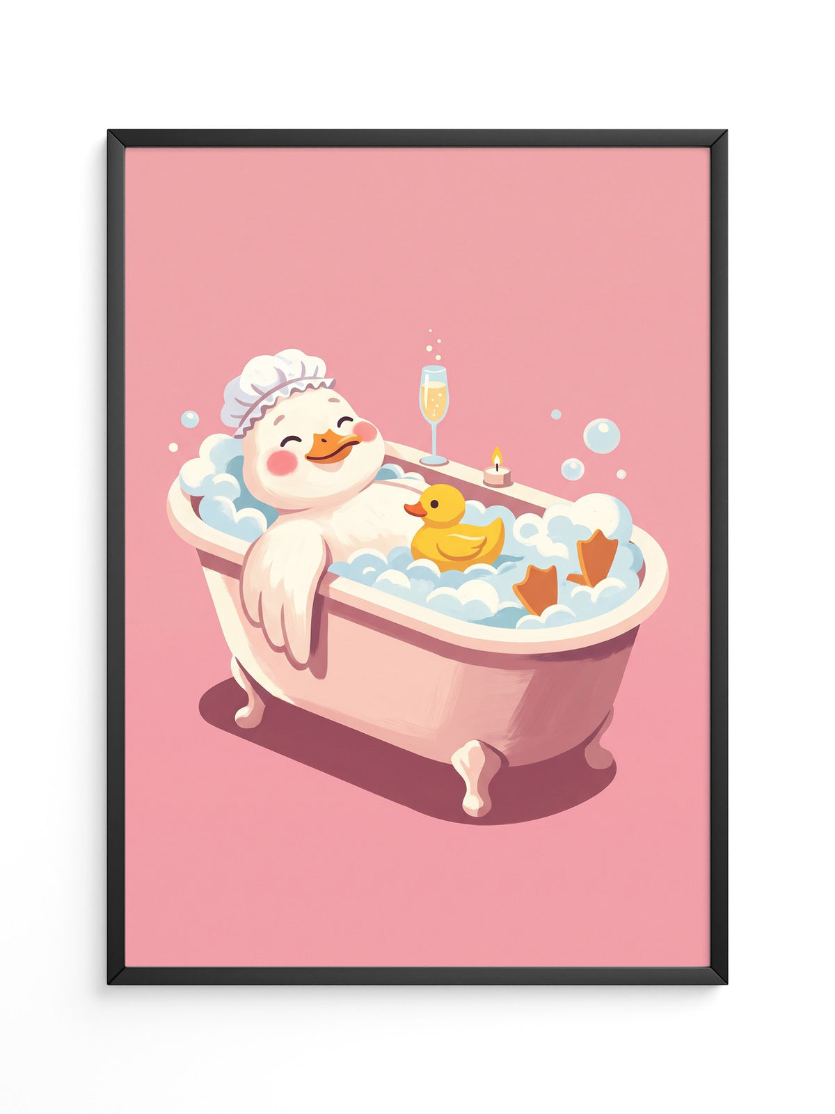 Badende Ente mit Sekt Rosa