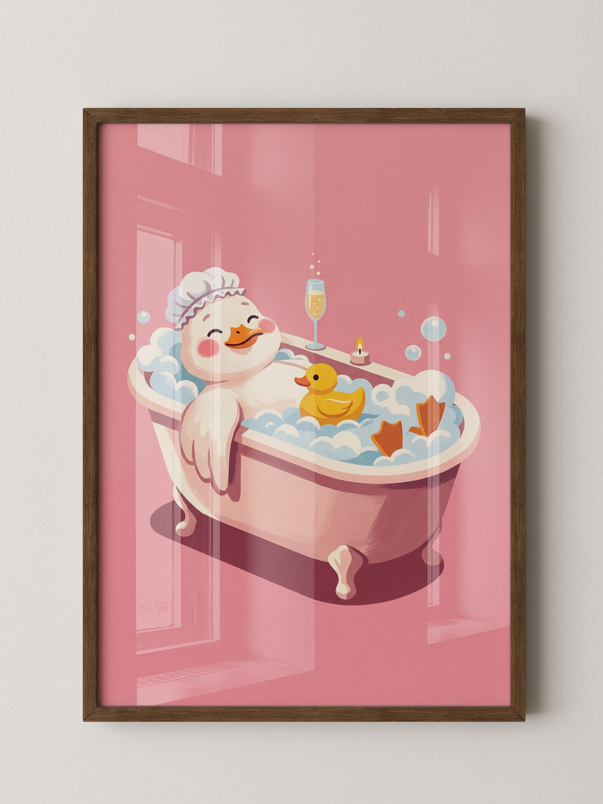 Badende Ente mit Sekt Rosa