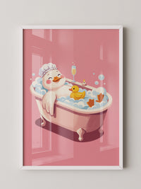 Badende Ente mit Sekt Rosa