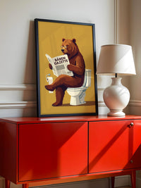 Lesender Bär auf Toilette Humor