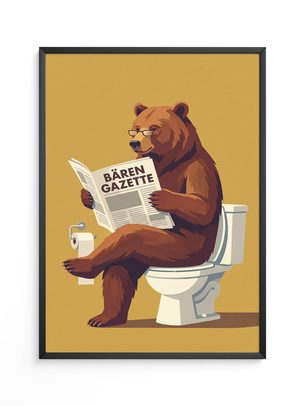Lesender Bär auf Toilette Humor