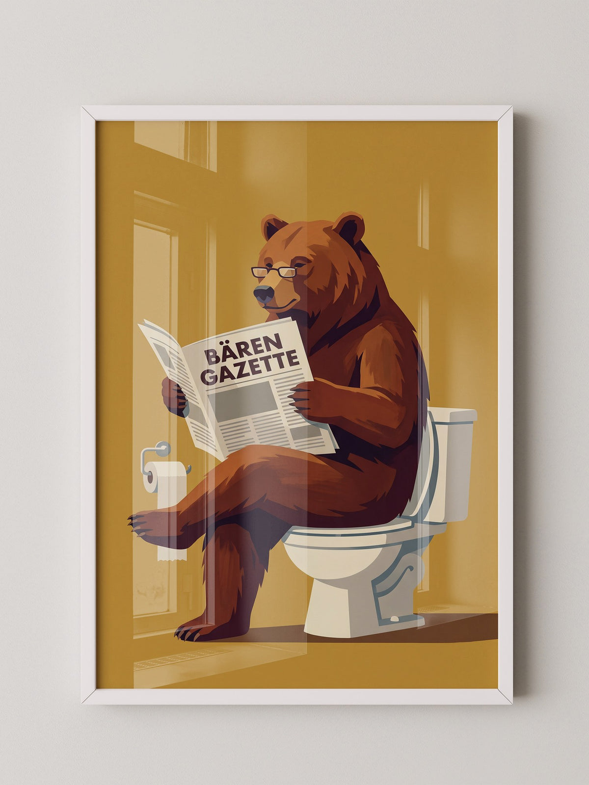 Lesender Bär auf Toilette Humor