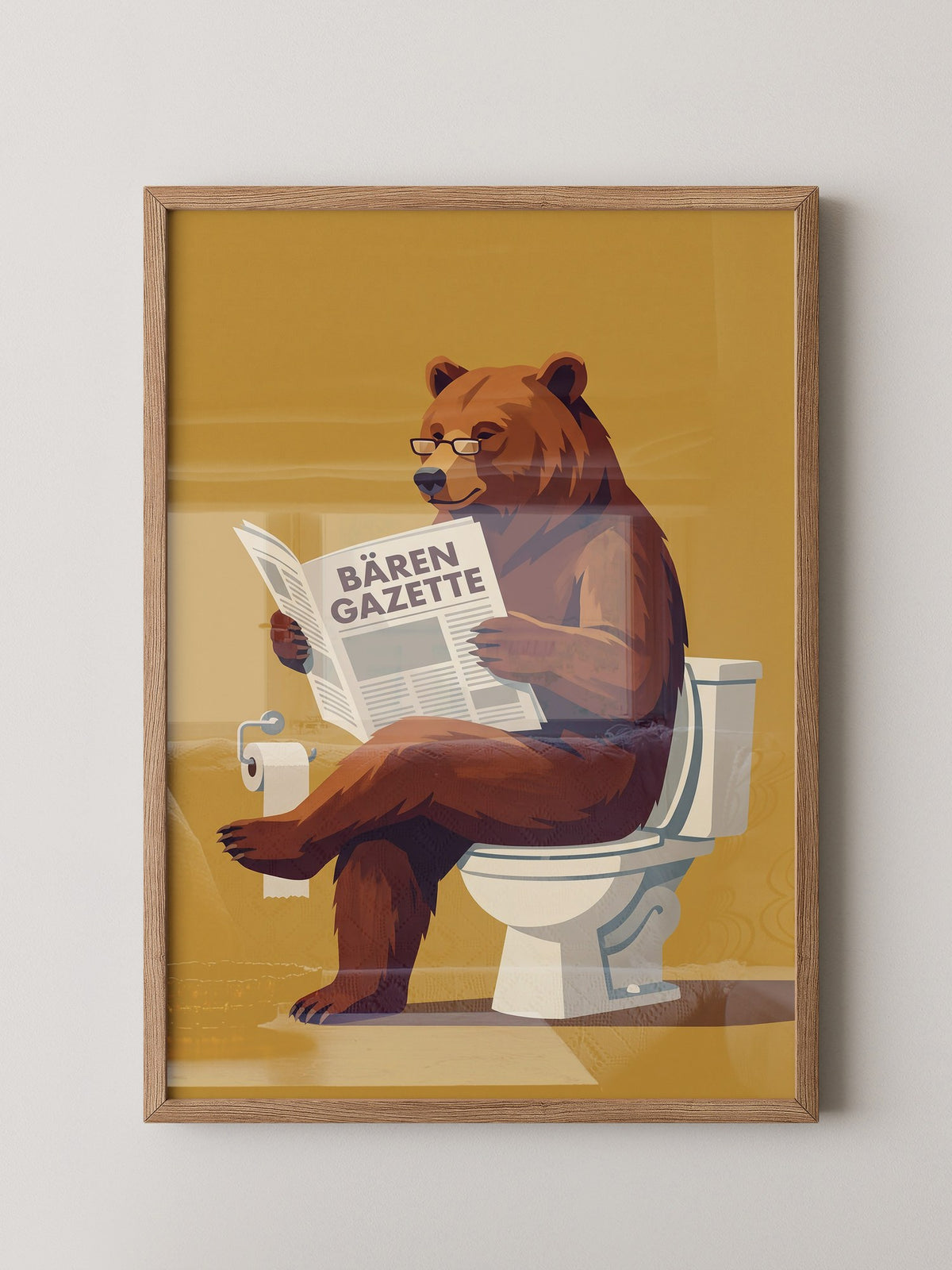 Lesender Bär auf Toilette Humor