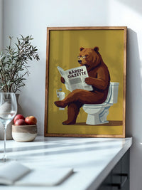 Lesender Bär auf Toilette Humor