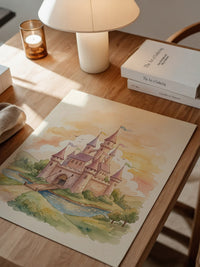 Märchenschloss Aquarell Sonnenuntergang