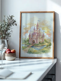 Märchenschloss Aquarell Sonnenuntergang