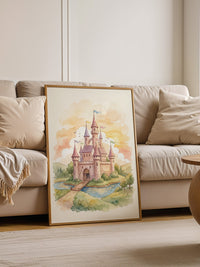 Märchenschloss Aquarell Sonnenuntergang