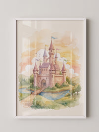 Märchenschloss Aquarell Sonnenuntergang