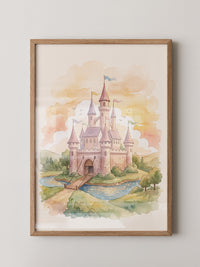 Märchenschloss Aquarell Sonnenuntergang