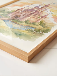 Märchenschloss Aquarell Sonnenuntergang