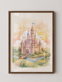 Märchenschloss Aquarell Sonnenuntergang