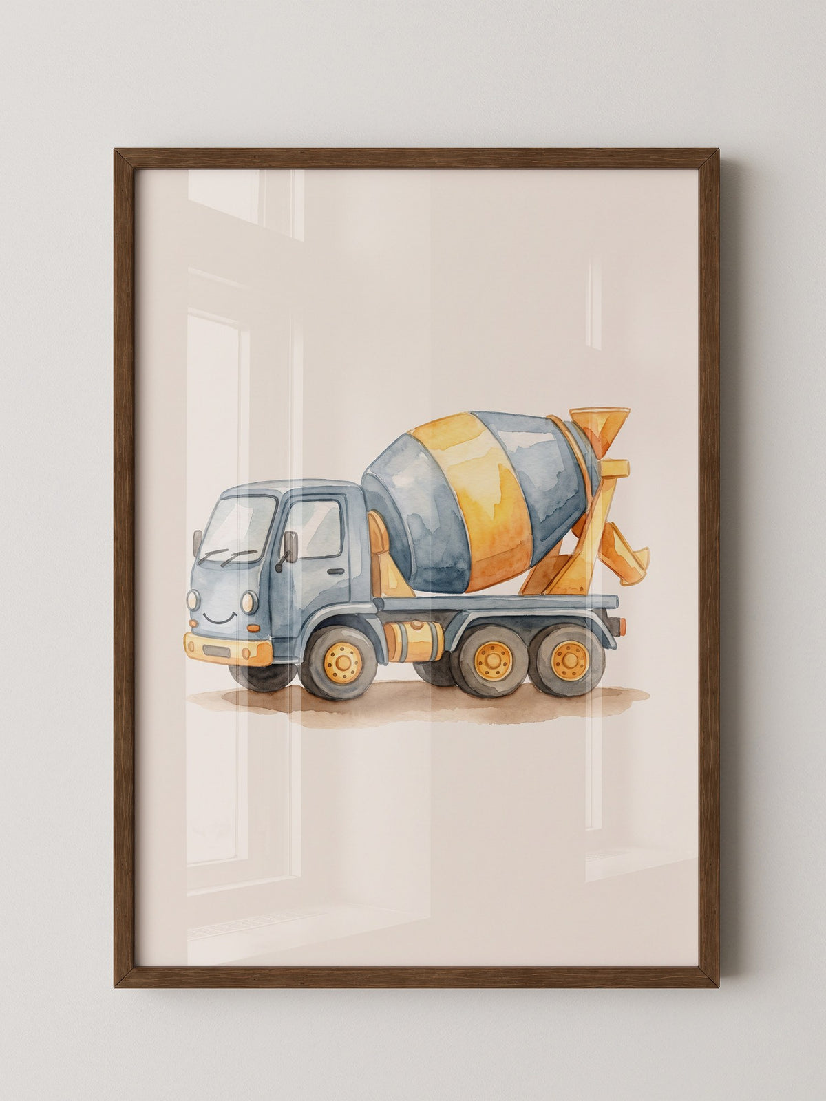 Betonmischer Aquarell Lächeln