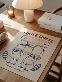 Waschbären Kaffeezeit Illustration