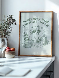 Waschender Waschbär Humor Artwork