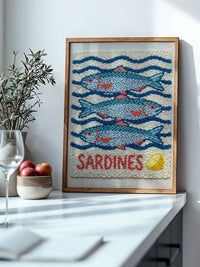 Sardinen Stickerei Wellenmuster