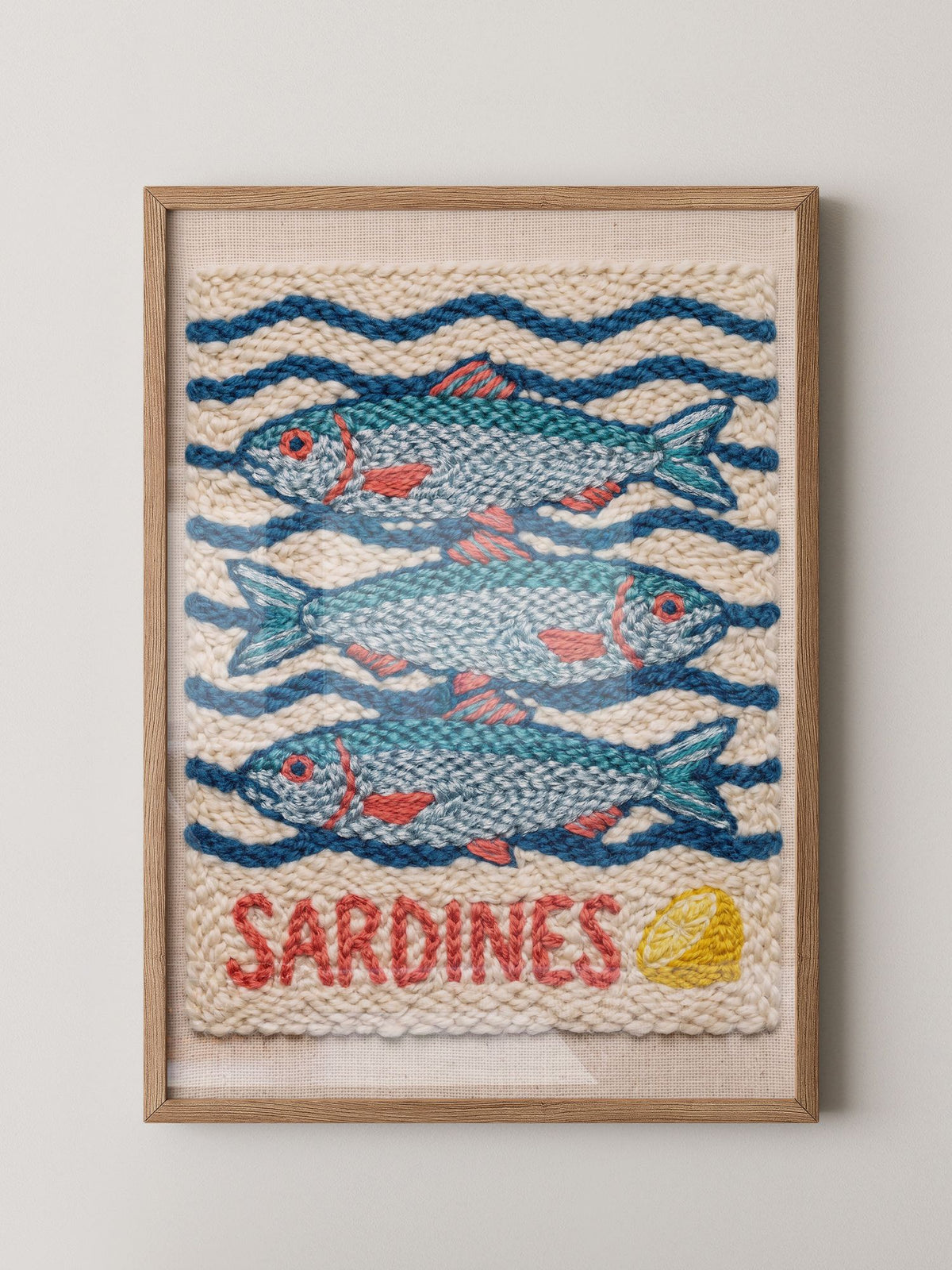 Sardinen Stickerei Wellenmuster
