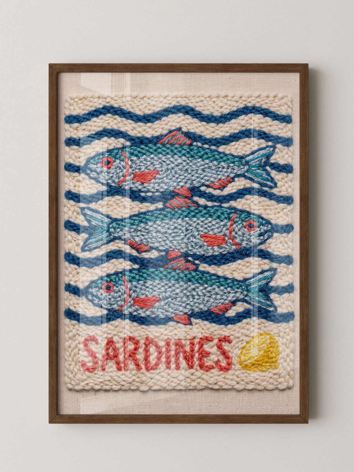 Sardinen Stickerei Wellenmuster