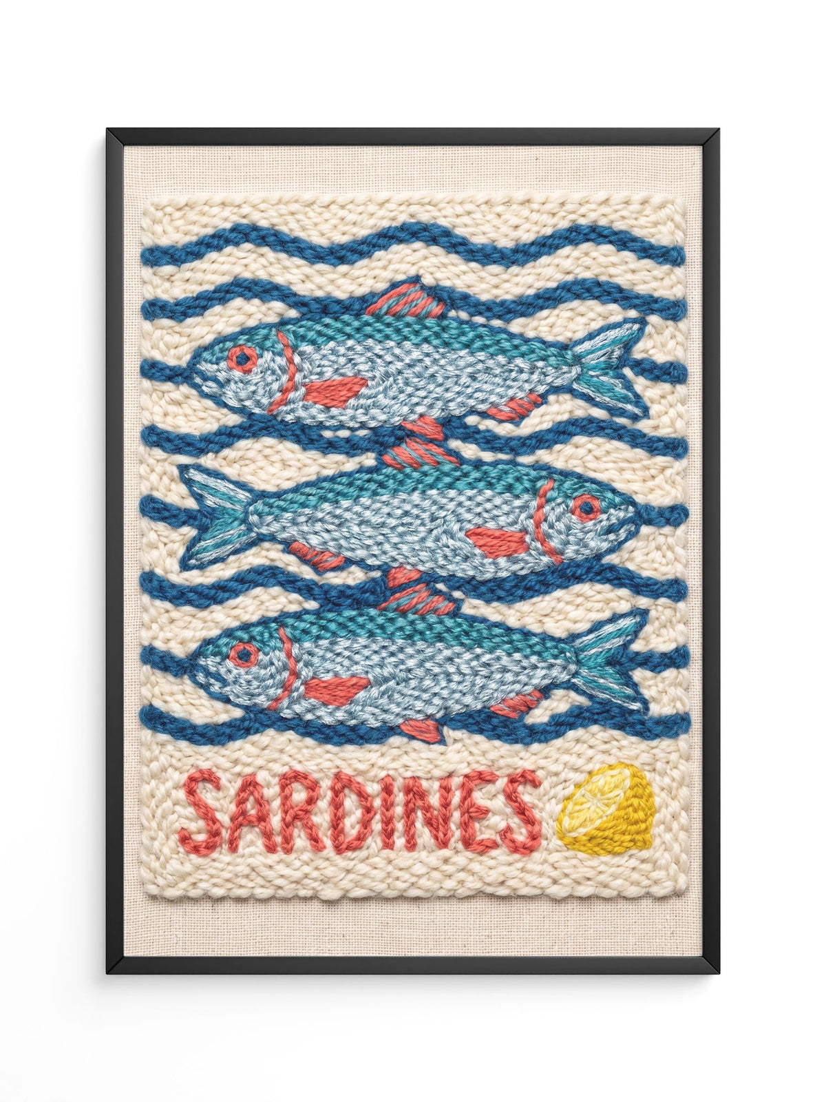 Sardinen Stickerei Wellenmuster