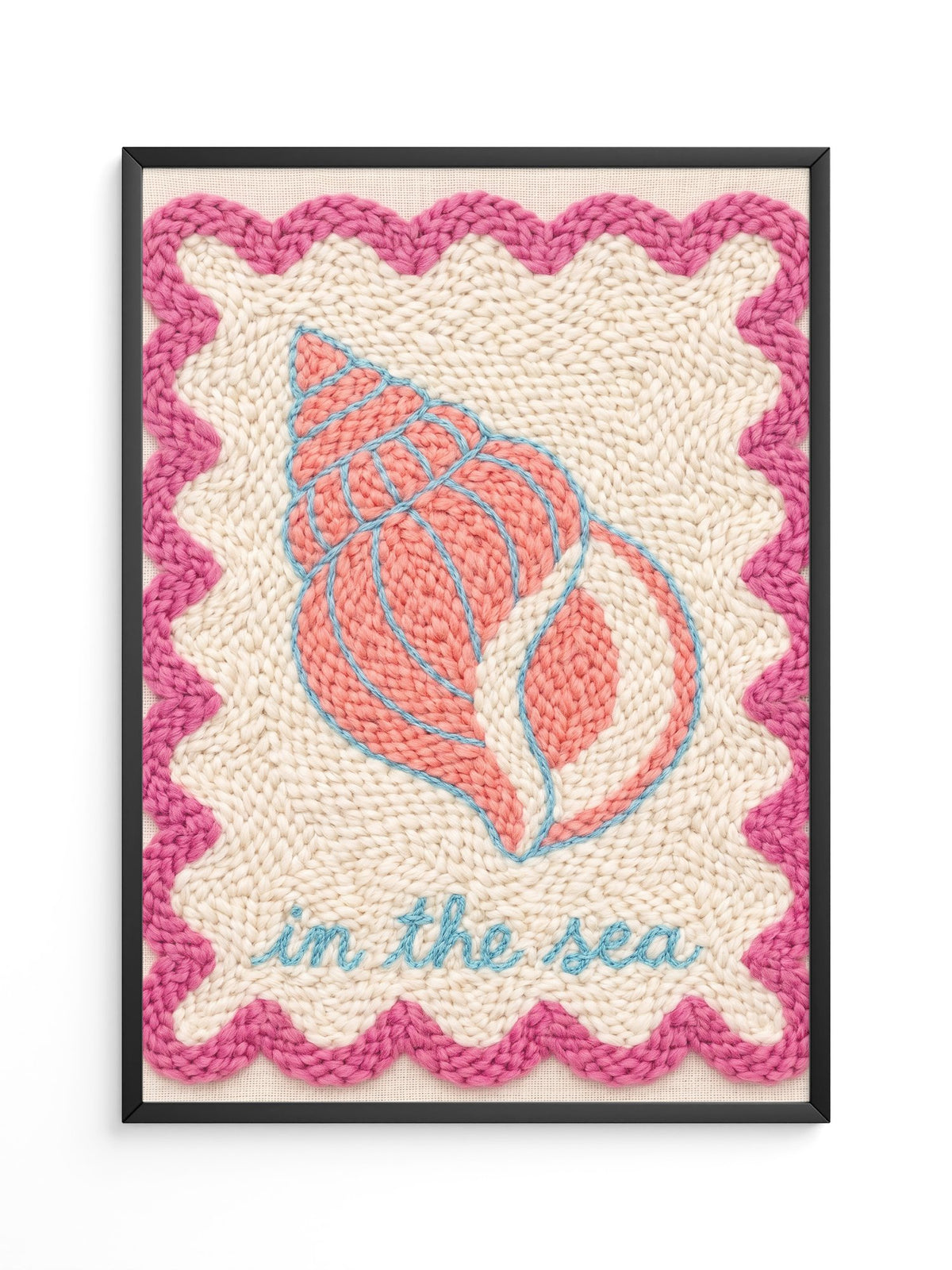 Muschel Stickerei Rosa Blau