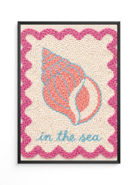 Muschel Stickerei Rosa Blau