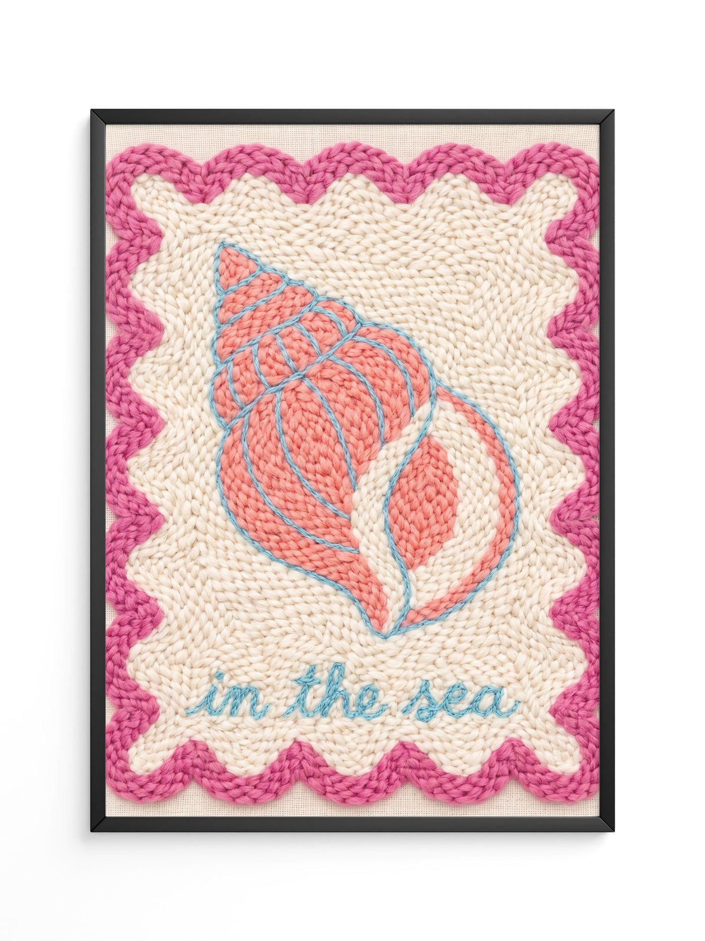 Muschel Stickerei Rosa Blau