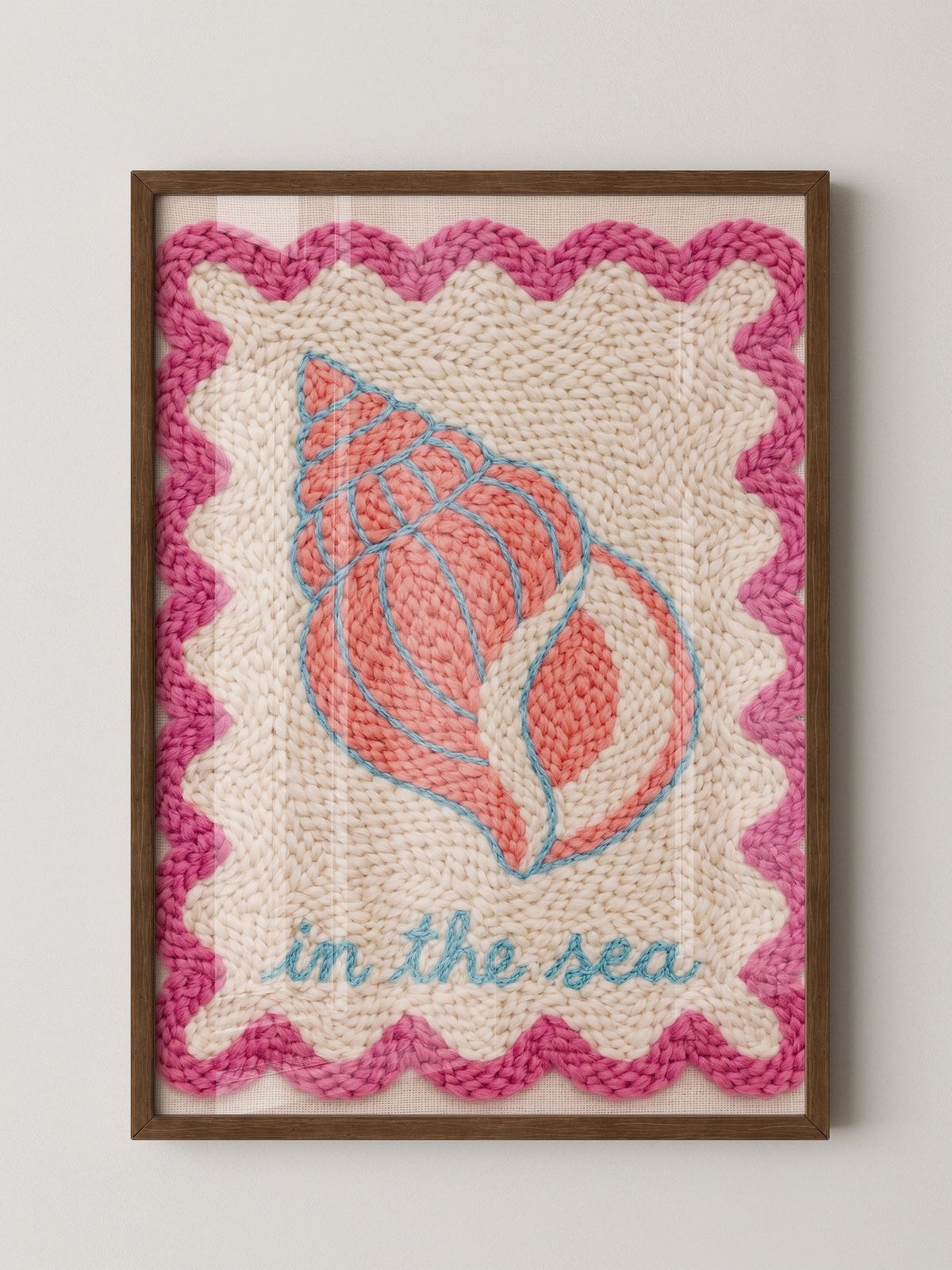 Muschel Stickerei Rosa Blau