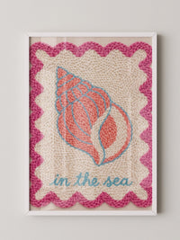 Muschel Stickerei Rosa Blau