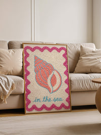 Muschel Stickerei Rosa Blau