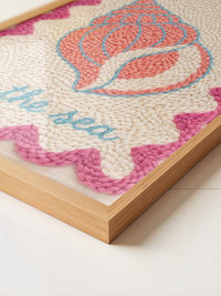 Muschel Stickerei Rosa Blau