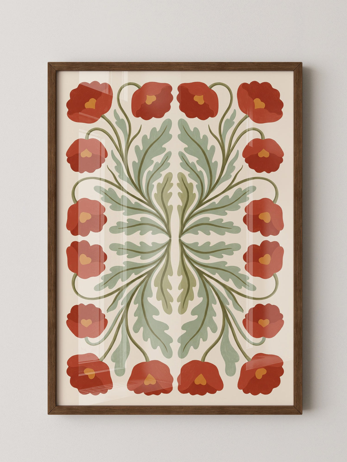 Rote Mohnblumen Symmetrie
