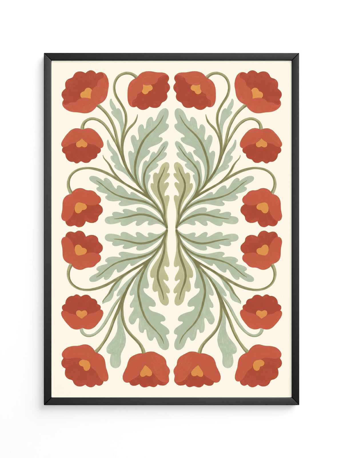 Rote Mohnblumen Symmetrie