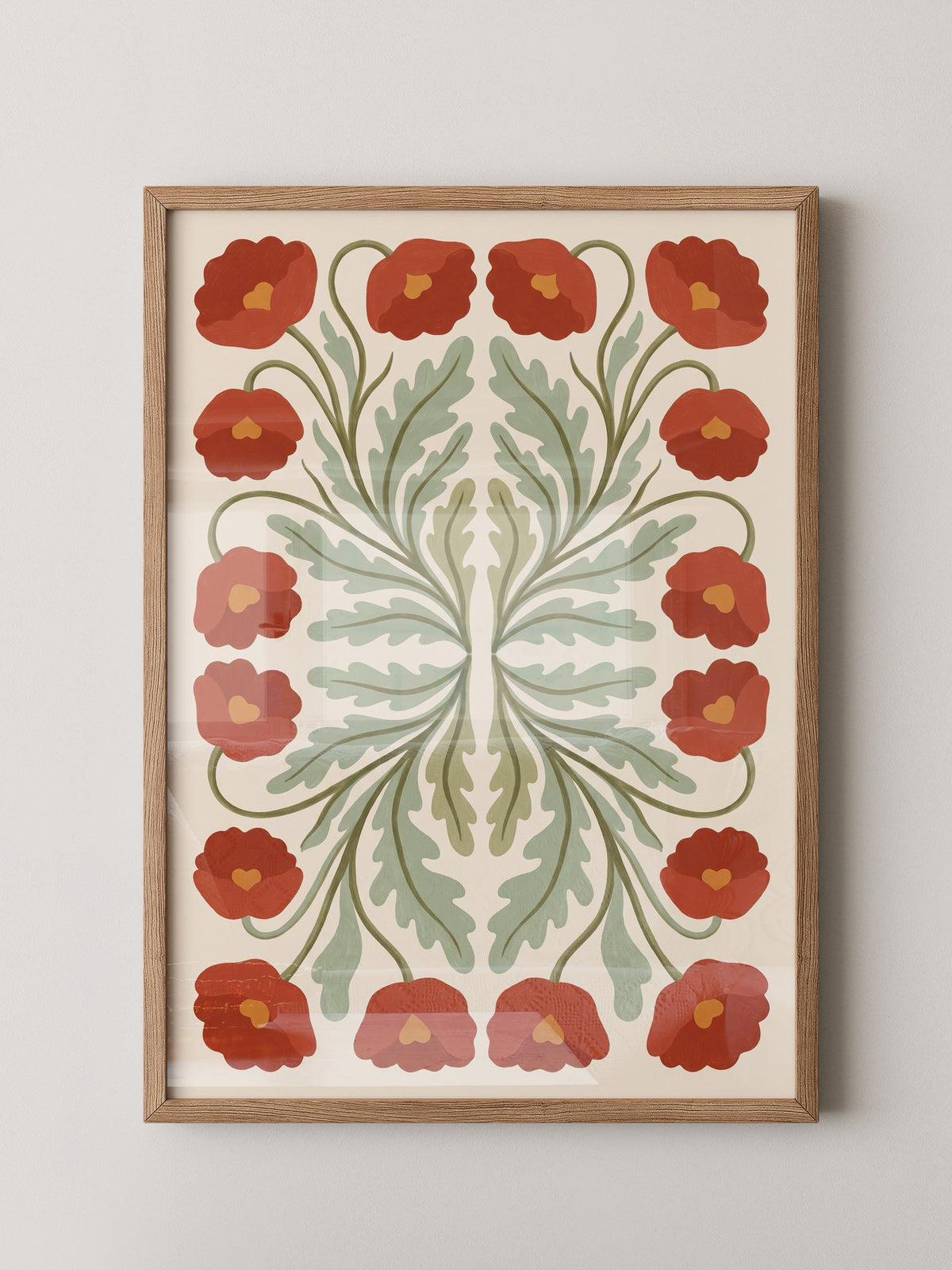 Rote Mohnblumen Symmetrie