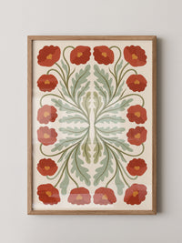 Rote Mohnblumen Symmetrie