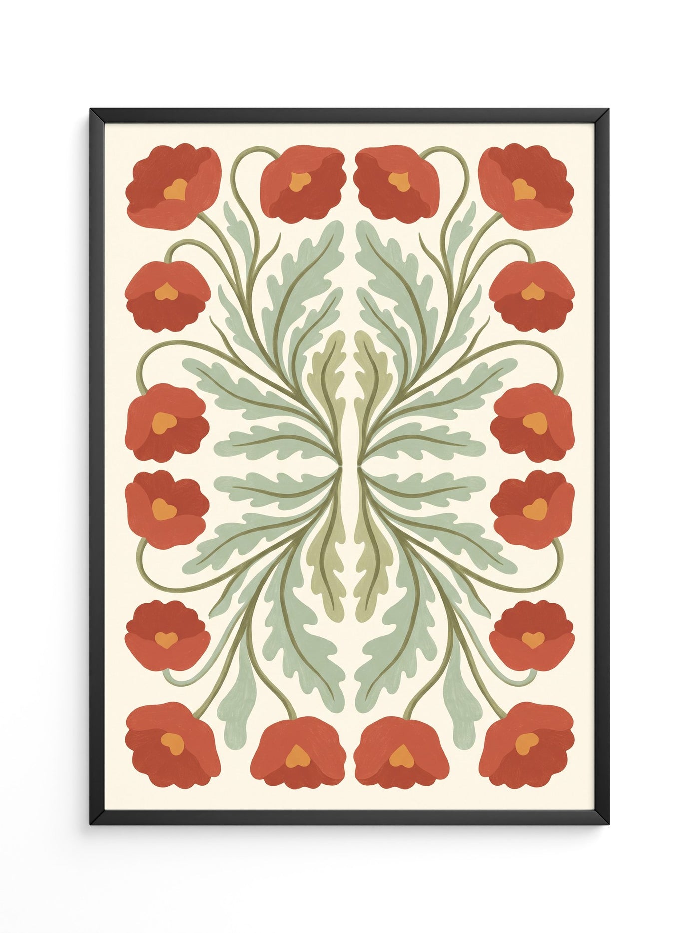 Rote Mohnblumen Symmetrie