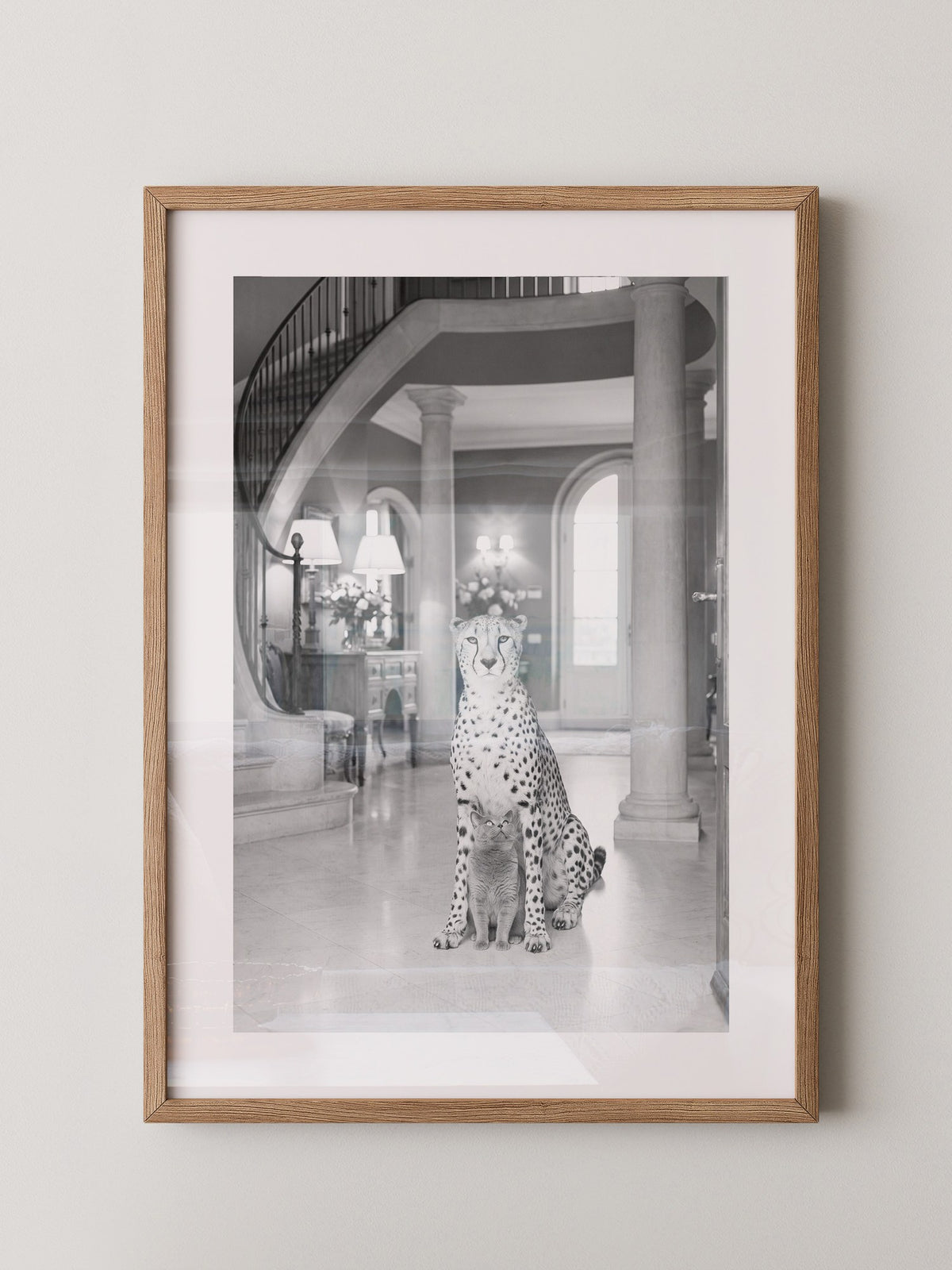 Gepard und Katze edel Schwarzweiß