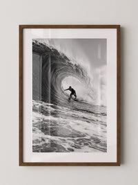 Surfer Riesenwelle Schwarzweiß