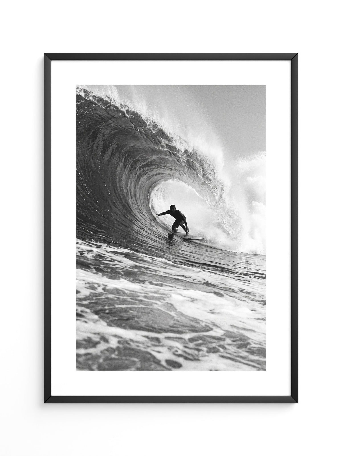 Surfer Riesenwelle Schwarzweiß