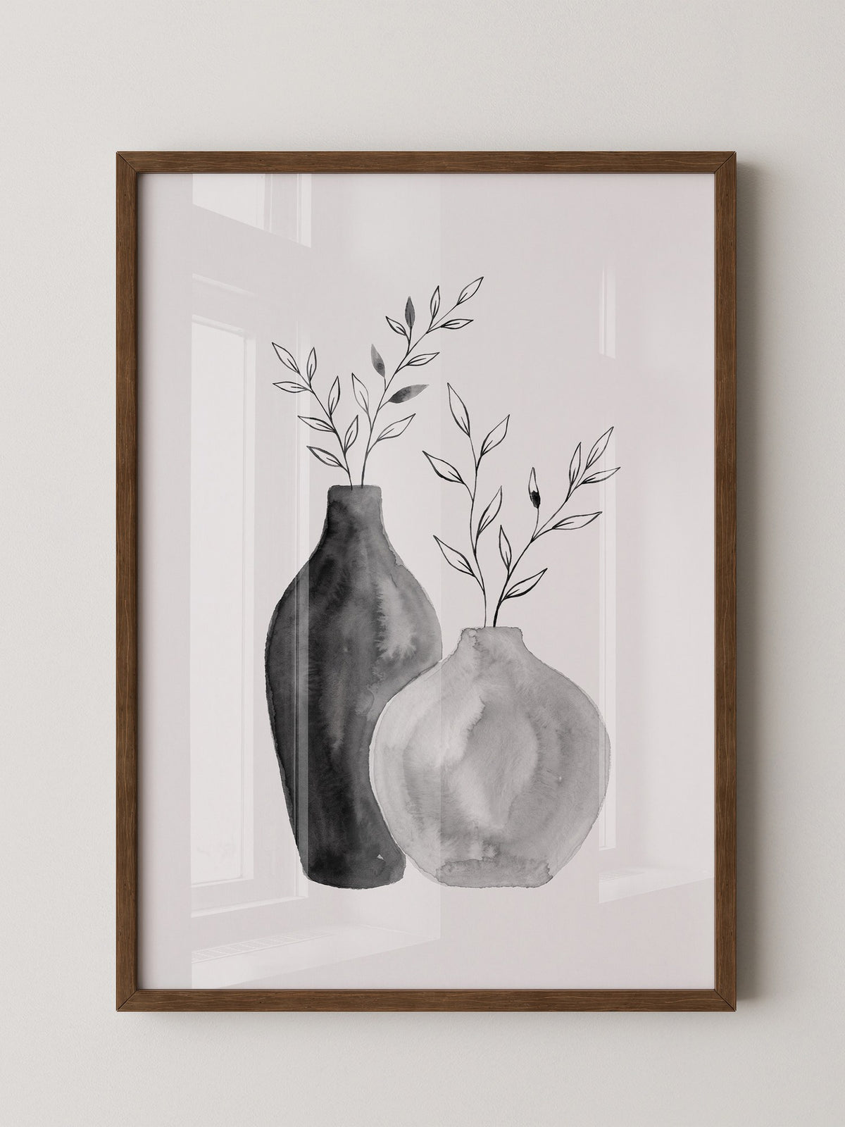 Minimalistische Vasen Zweige S/W