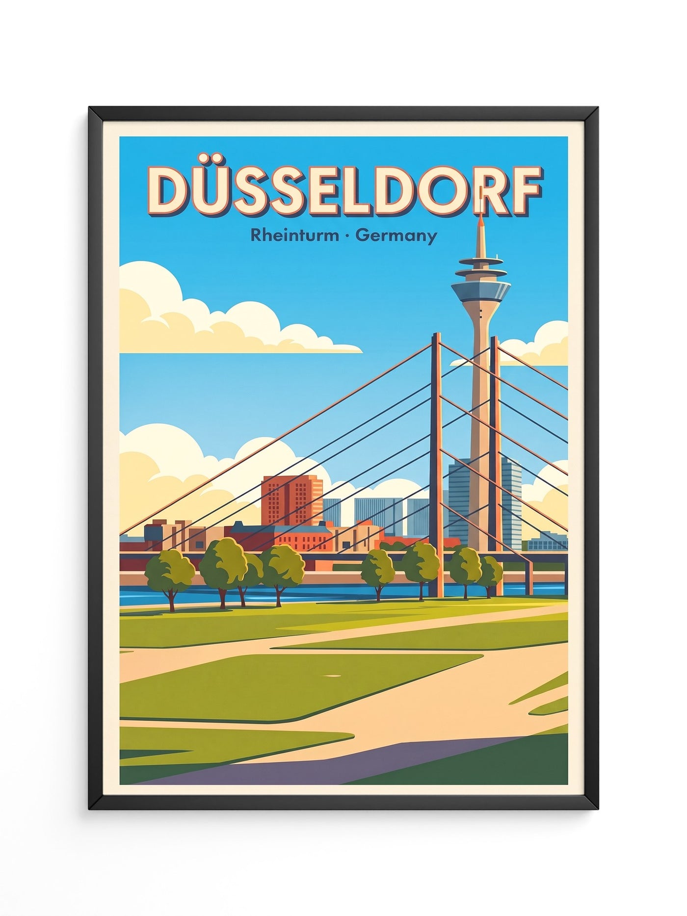 Rheinturm Düsseldorf Retro Skylinie