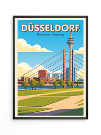 Rheinturm Düsseldorf Retro Skylinie