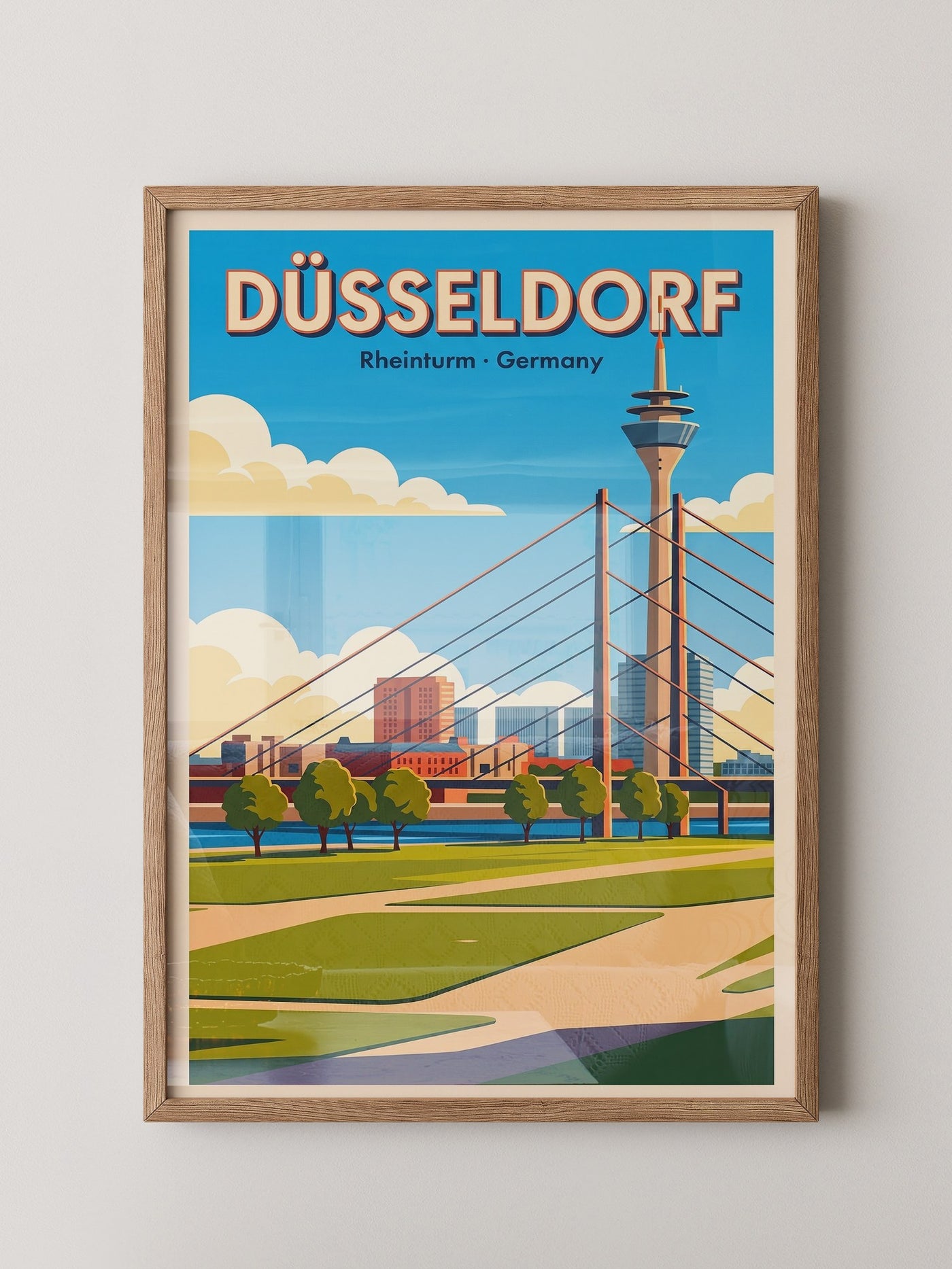 Rheinturm Düsseldorf Retro Skylinie