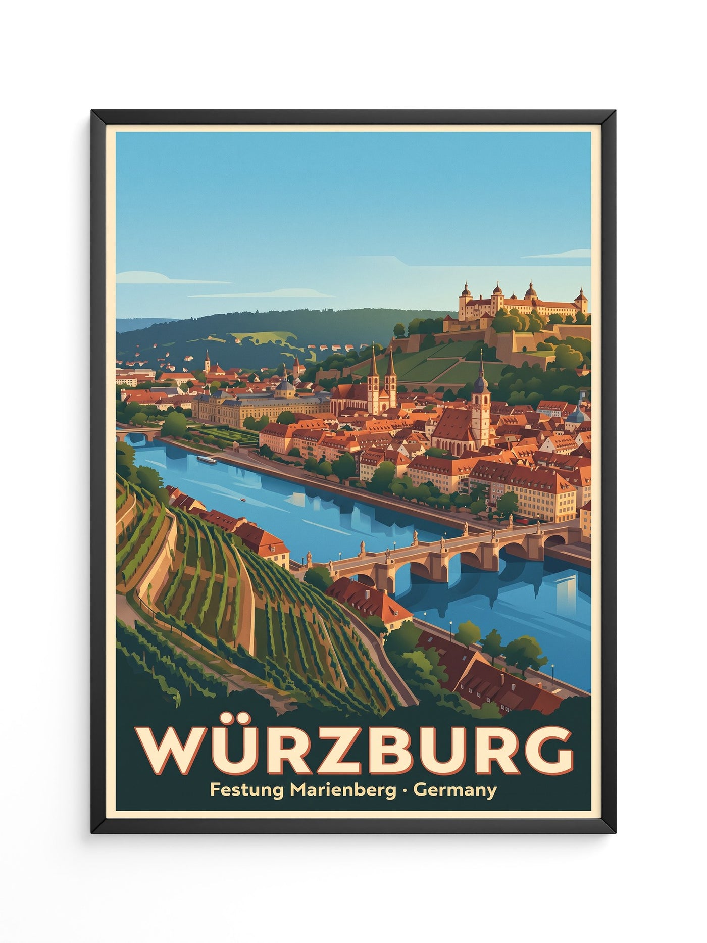 Würzburg Skyline Pastellfarben