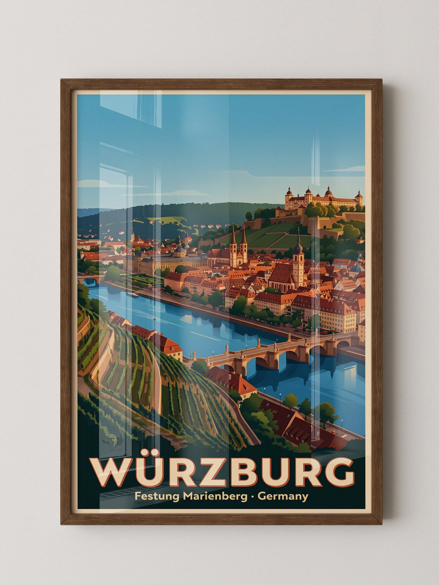 Würzburg Skyline Pastellfarben