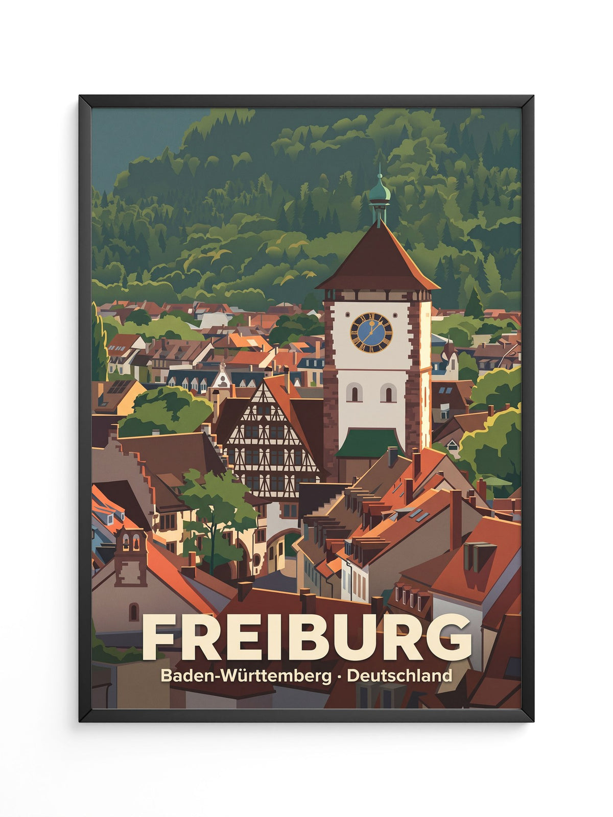 Freiburg Stadtansicht Illustration