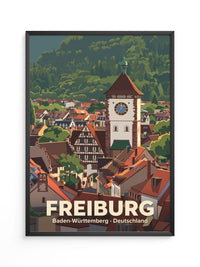 Freiburg Stadtansicht Illustration
