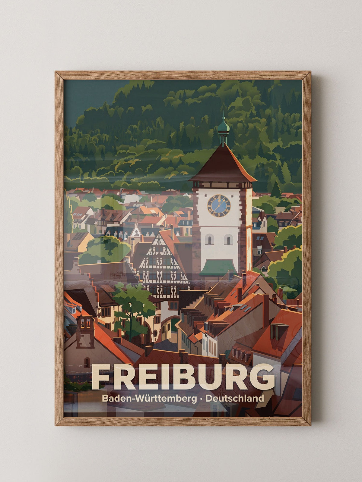 Freiburg Stadtansicht Illustration