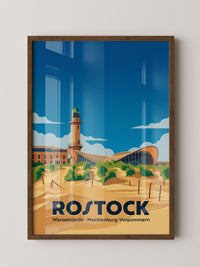 Rostock Leuchtturm Strand Illustration