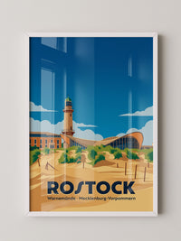 Rostock Leuchtturm Strand Illustration